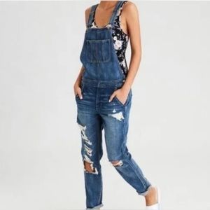 American Eagle Outfitters Blue Jumpsuit with Distressed Details
